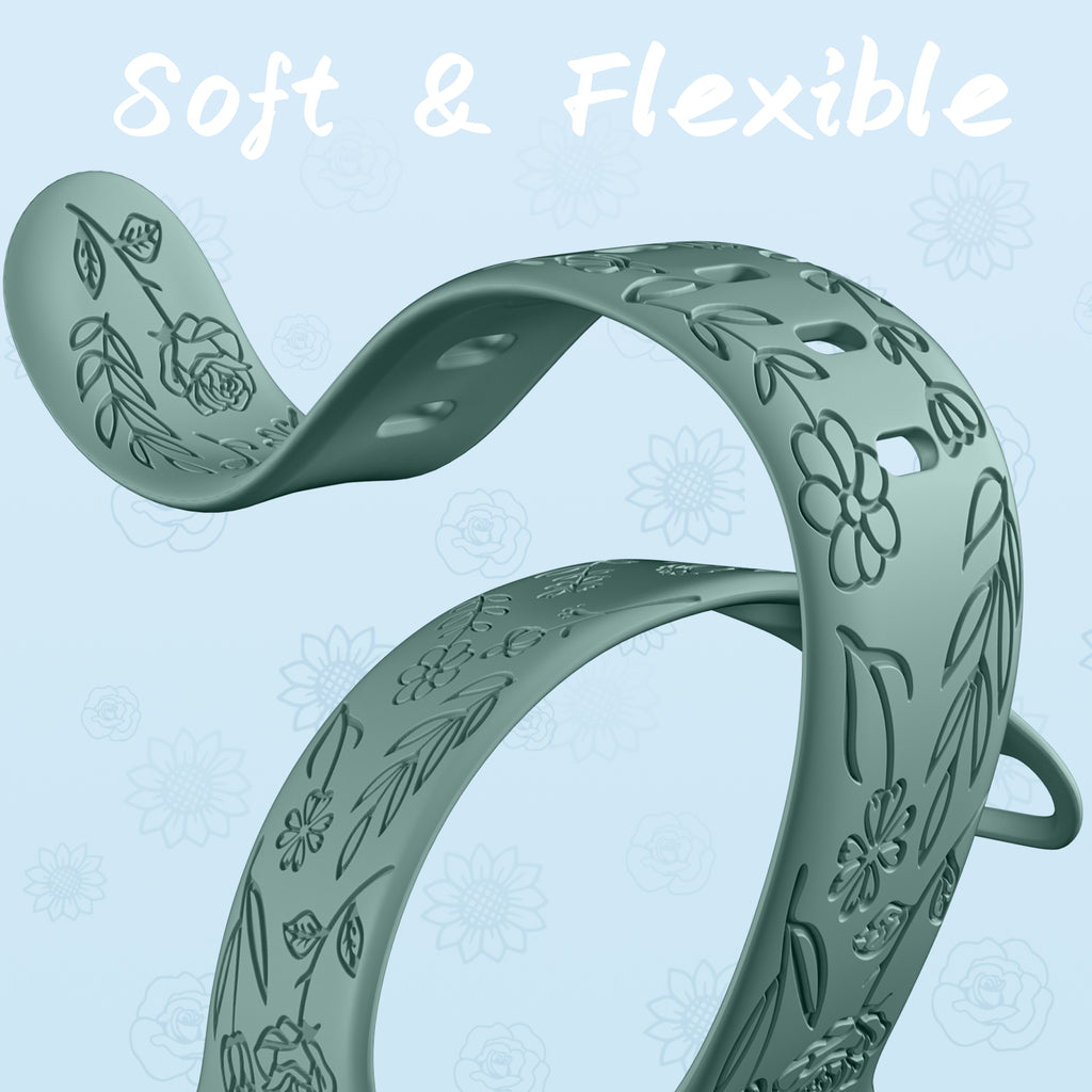 SNBLK 6 Pack Floral Engraved Bands Compatible with Apple Watch Bands