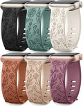 SNBLK 6 Pack Floral Engraved Bands Compatible with Apple Watch Bands